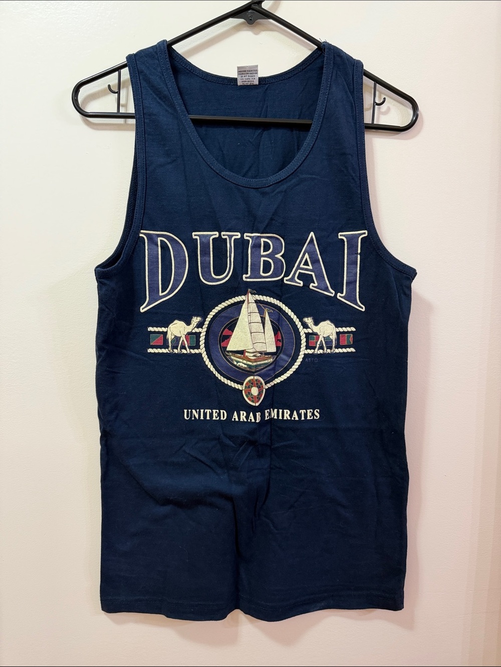 AST Dubai United Arab Emirates Navy Graphic Muscle Tank Top. NWOT. Size Medium